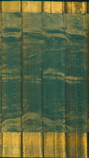 Peach Orange and Green Kanchi Pattu Saree with Zari Elegance