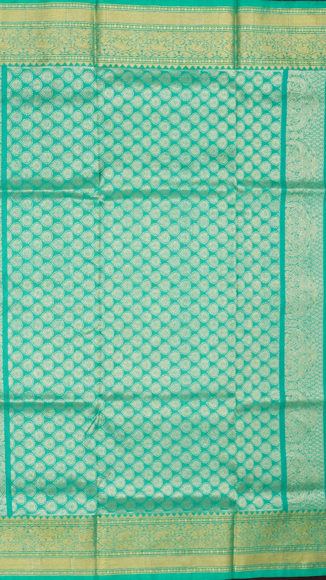 Rama Green Uppada Silk Saree with Gold Designer Buttas
