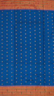 Blue Paithani Silk Saree with Small Gold Double Munia Border