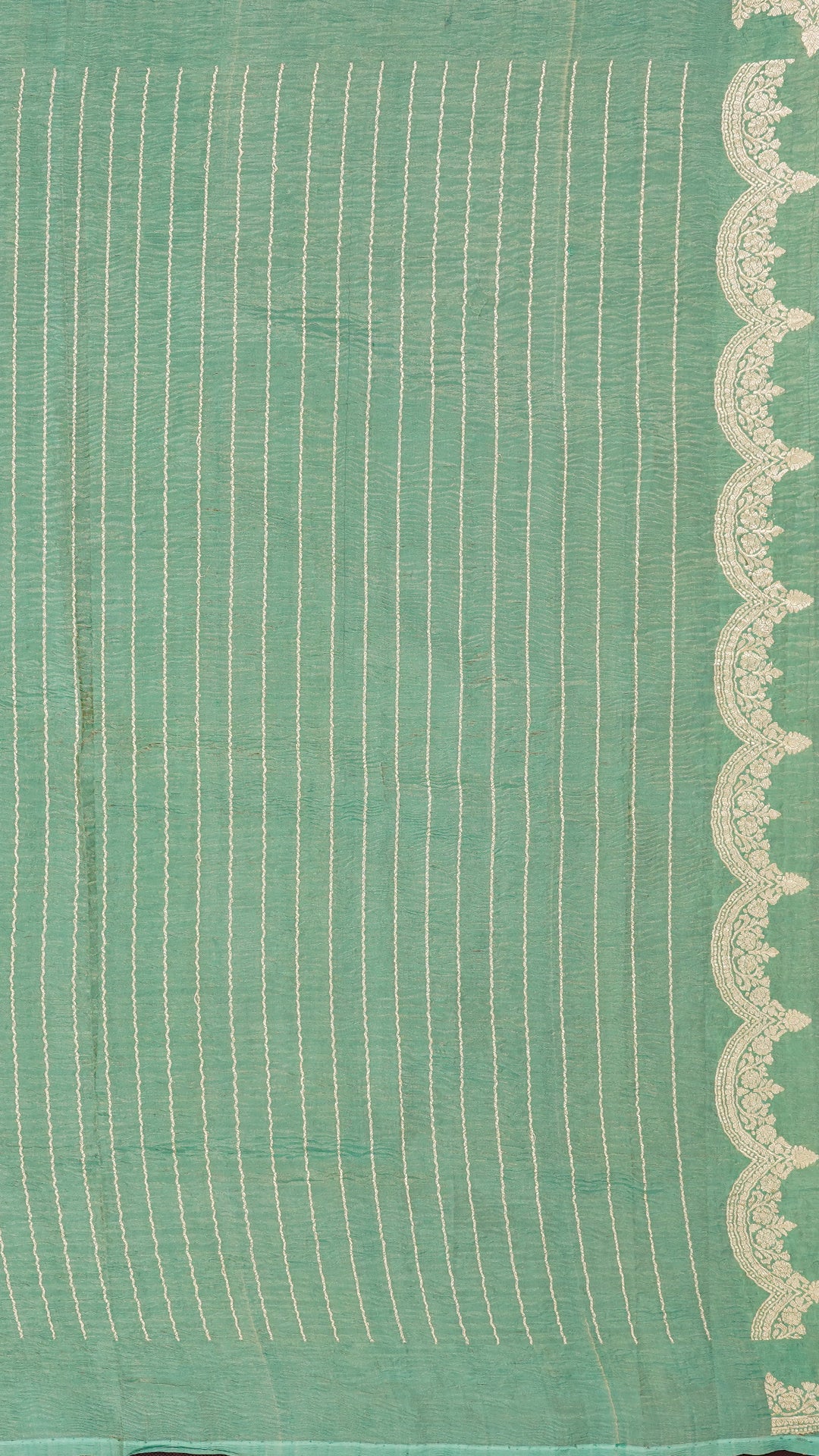 Mint Green Crush Silk Saree with Zari Border