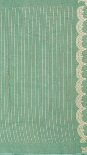 Mint Green Crush Silk Saree with Zari Border