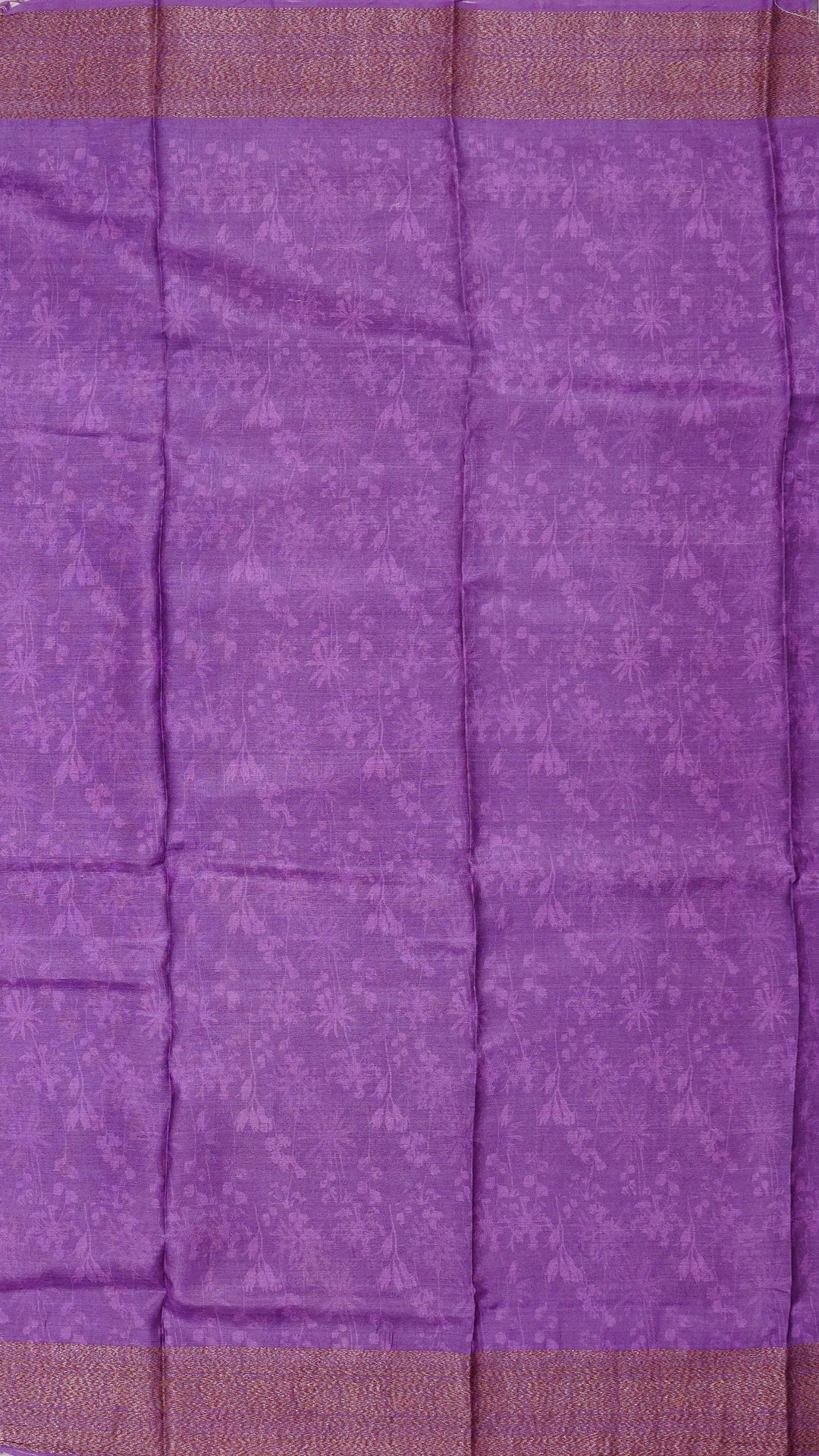 Lylac Chiniya Silk Saree with Antic Zari Border
