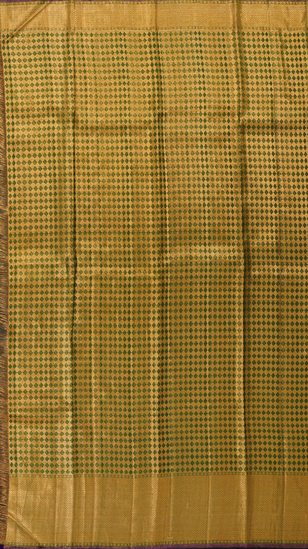 Traditional Gold Kanchipuram Saree with Green Brocade Pallu