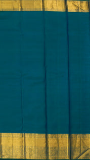 Peach Orange and Green Kanchi Pattu Saree with Zari Elegance