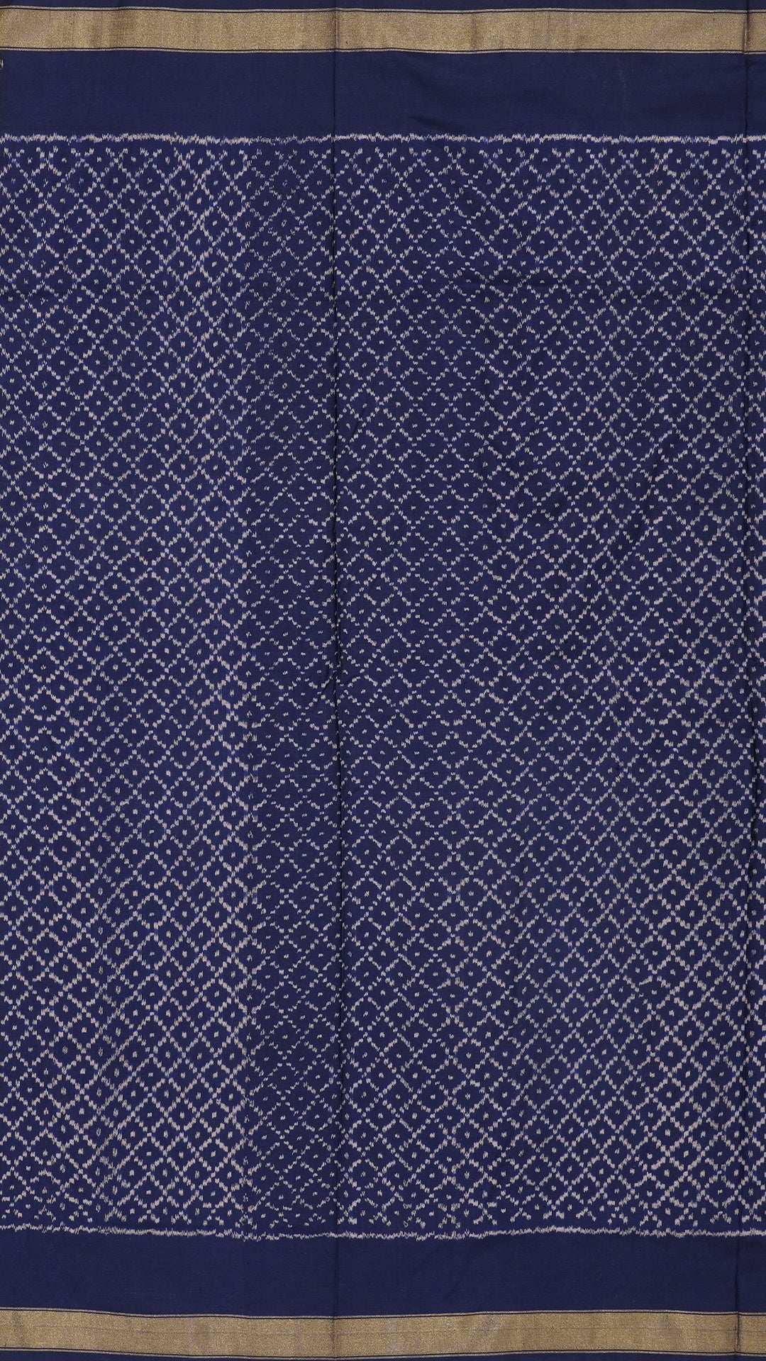 Dark Navy Blue Ikkat Saree with Zari Self Border