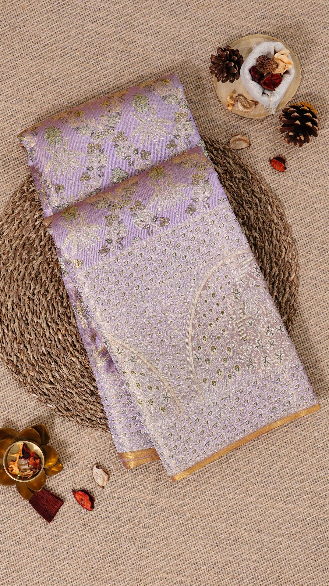 Lavender Kanchi Silk Saree with Designer Self Border