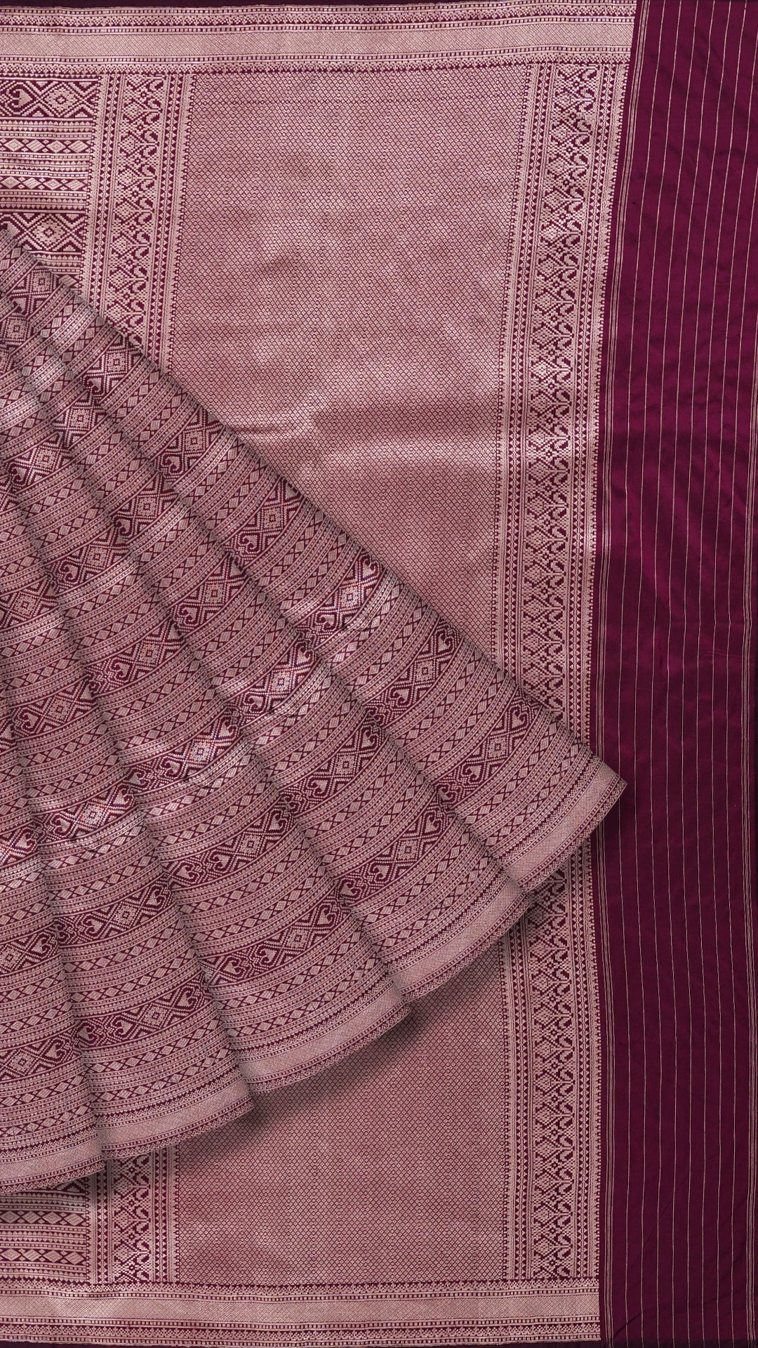 Coffee Brown Banaras Saree with Small Silver Zari Border