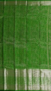 Bottle Green Kanchi Saree with Silver Zari Grandeur
