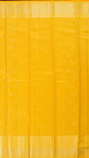 Bright Yellow Kanchipuram Silk Saree with Floral Butta and Zari Border | Kanchi Pattu Saree