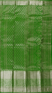 Bottle Green Kanchi Saree with Silver Zari Grandeur