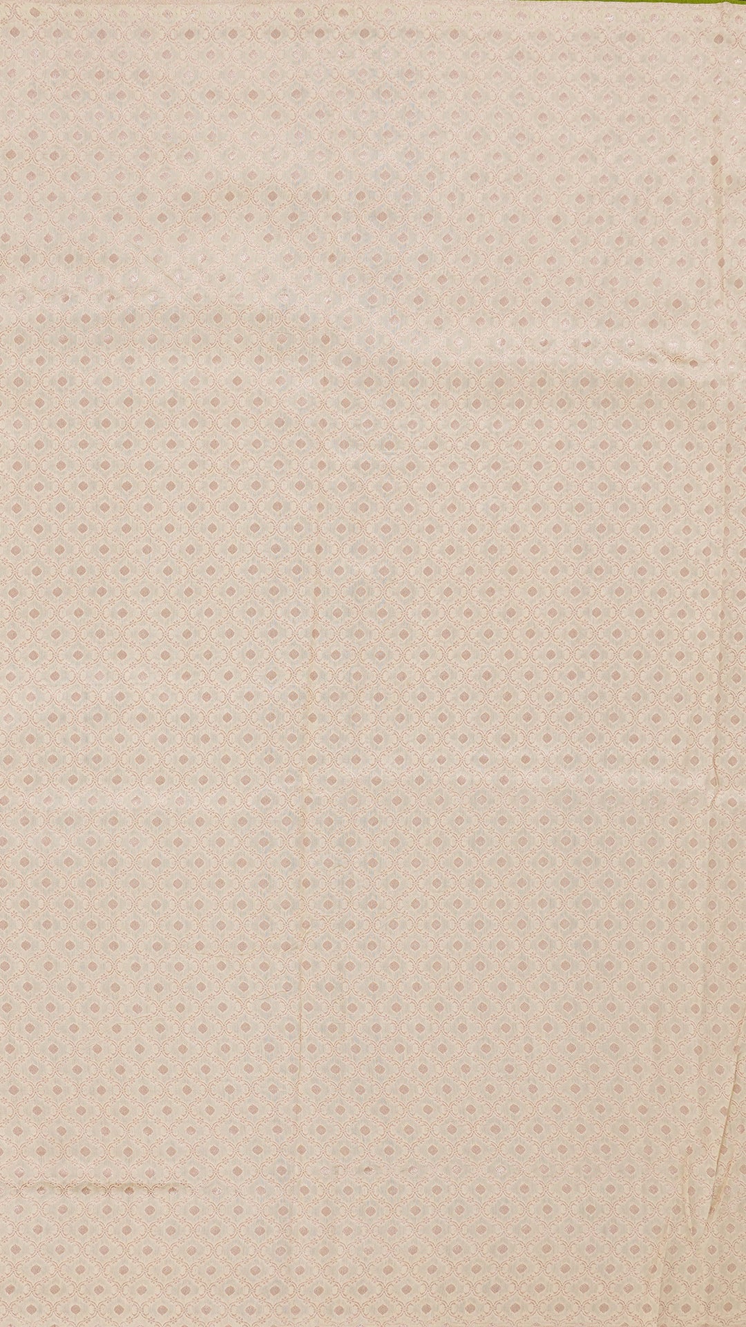 Cream Kora Saree with Silver Zari Border