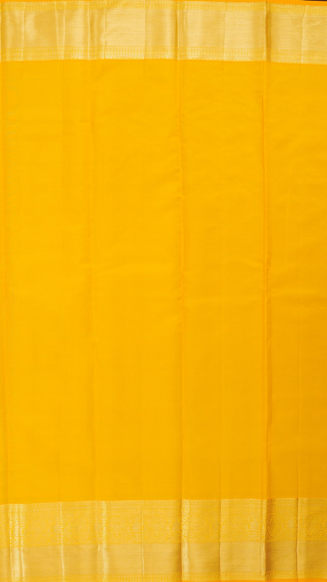 Bright Yellow Kanchipuram Silk Saree with Floral Butta and Zari Border | Kanchi Pattu Saree