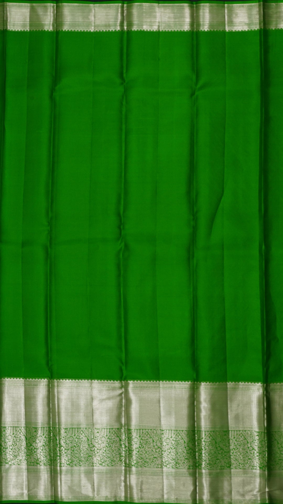 Bottle Green Kanchi Saree with Silver Zari Grandeur