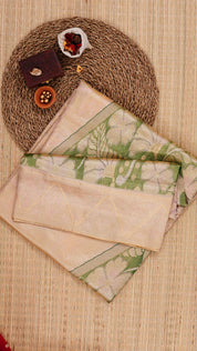 Light Peach Kanchipuram Saree with Temple Design