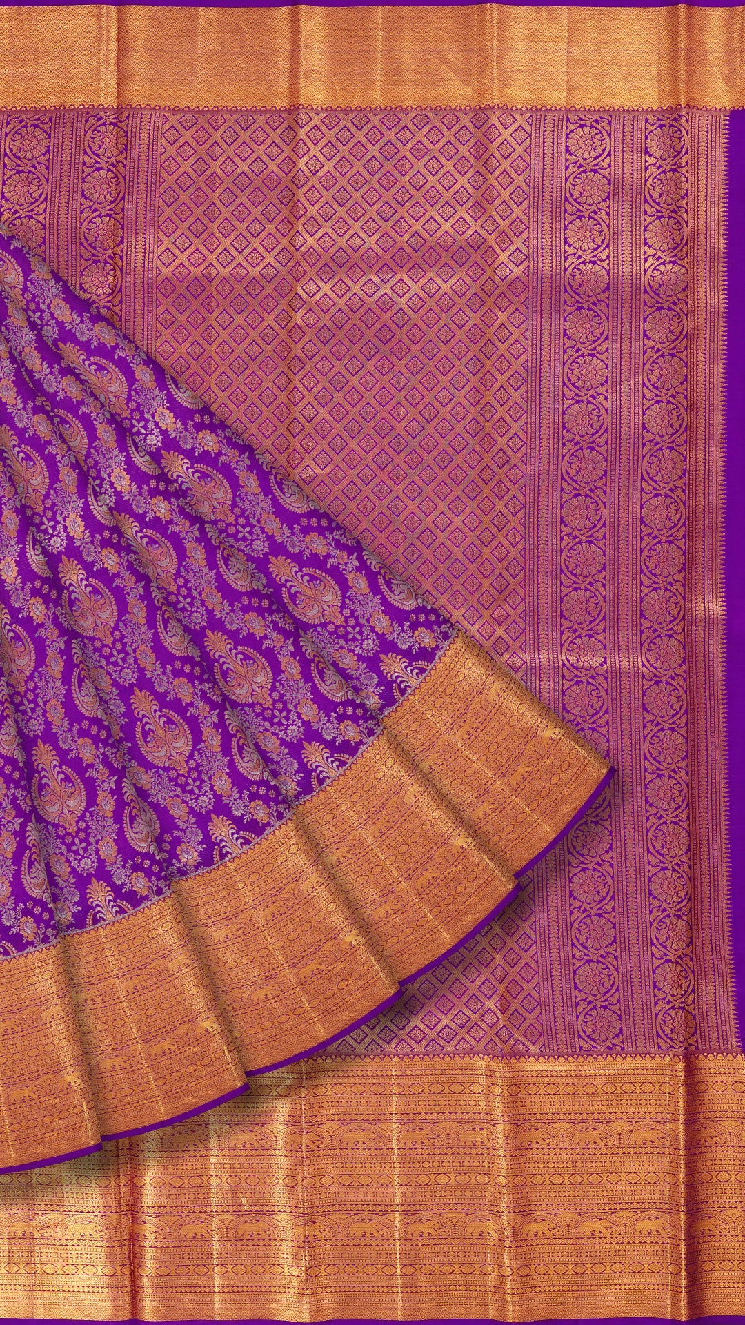 Purple Kanchipuram Saree with Self Weaving