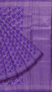 Violet Mashru Silk Saree with Silver Zari Brocade