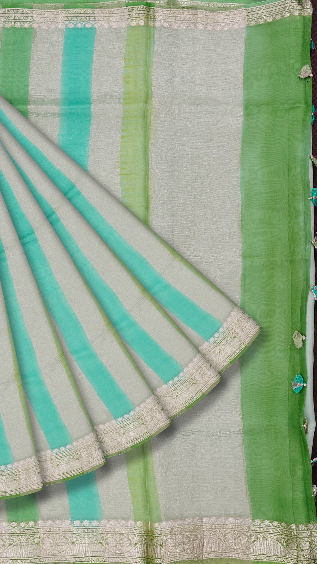 Multi-Colour Organza Tissu Saree with Zari