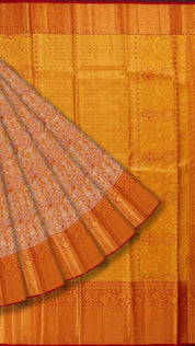 Gold and Dark Red Kanchipuram Silk Saree with Brocade Border | Premium Kanchi Pattu Saree