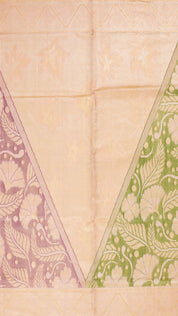 Light Peach Kanchipuram Saree with Temple Design
