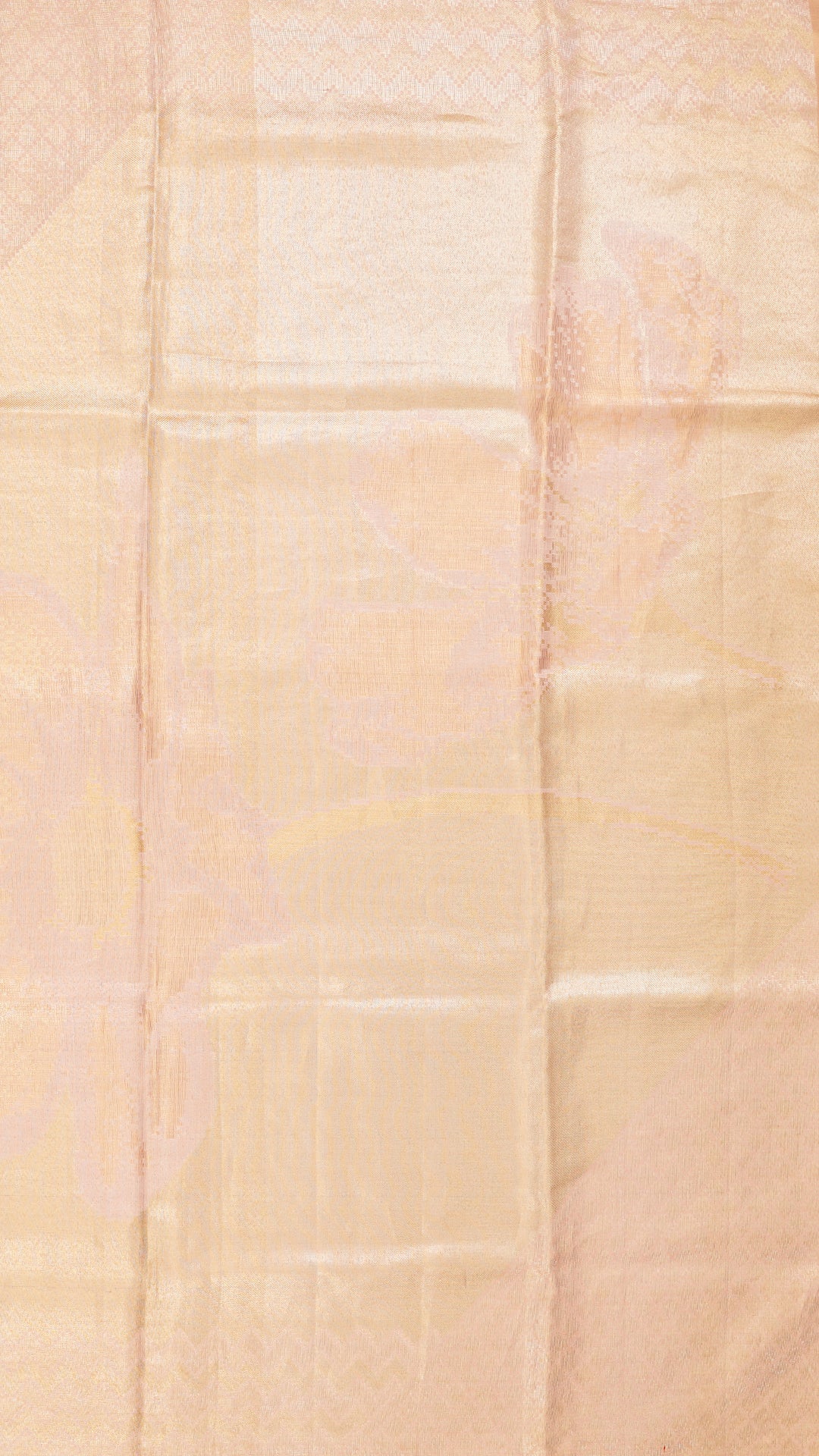 Light Peach Kanchipuram Saree with Temple Design