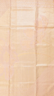 Light Peach Kanchipuram Saree with Temple Design