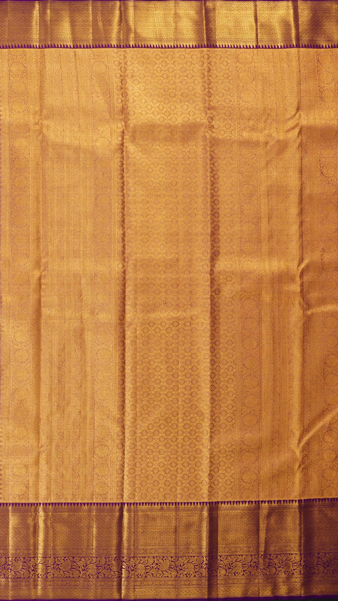 Off-White and Purple Kanchipuram Saree with Brocade Pallu