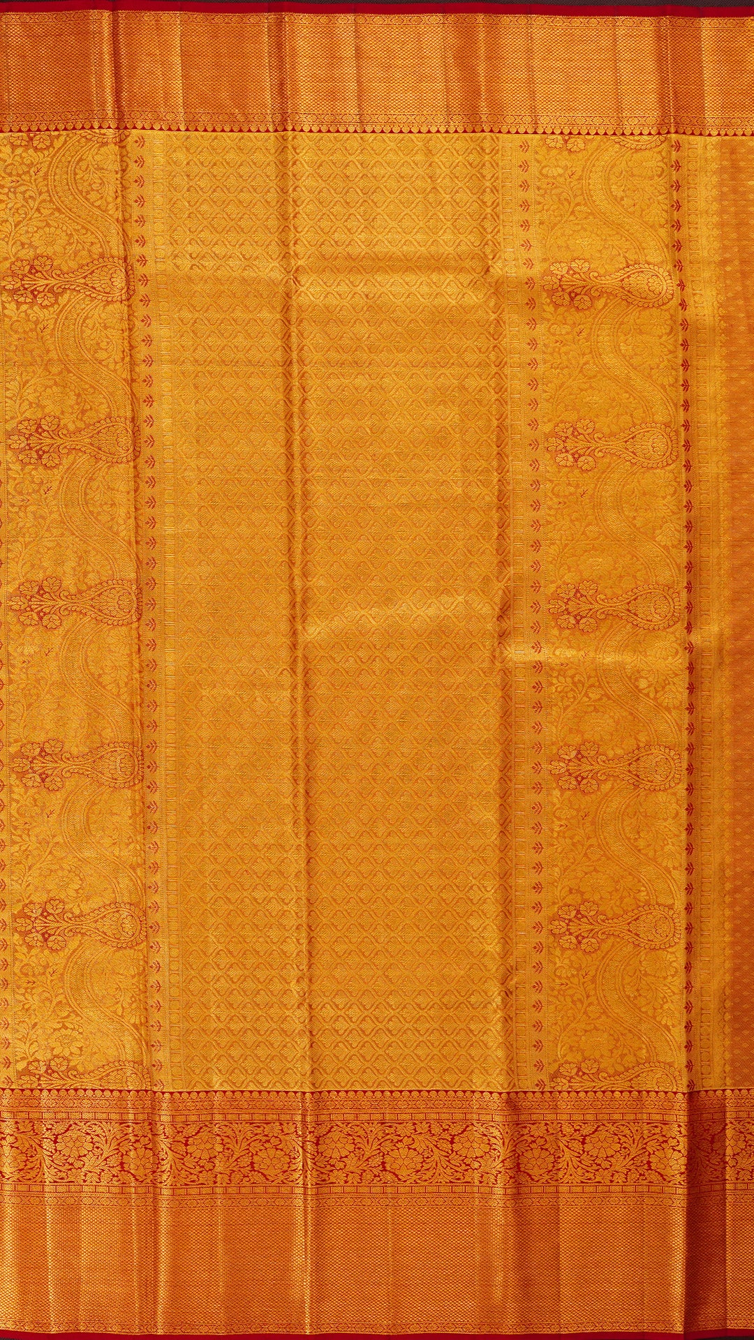 Gold and Dark Red Kanchipuram Silk Saree with Brocade Border | Premium Kanchi Pattu Saree