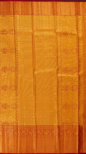 Gold and Dark Red Kanchipuram Silk Saree with Brocade Border | Premium Kanchi Pattu Saree