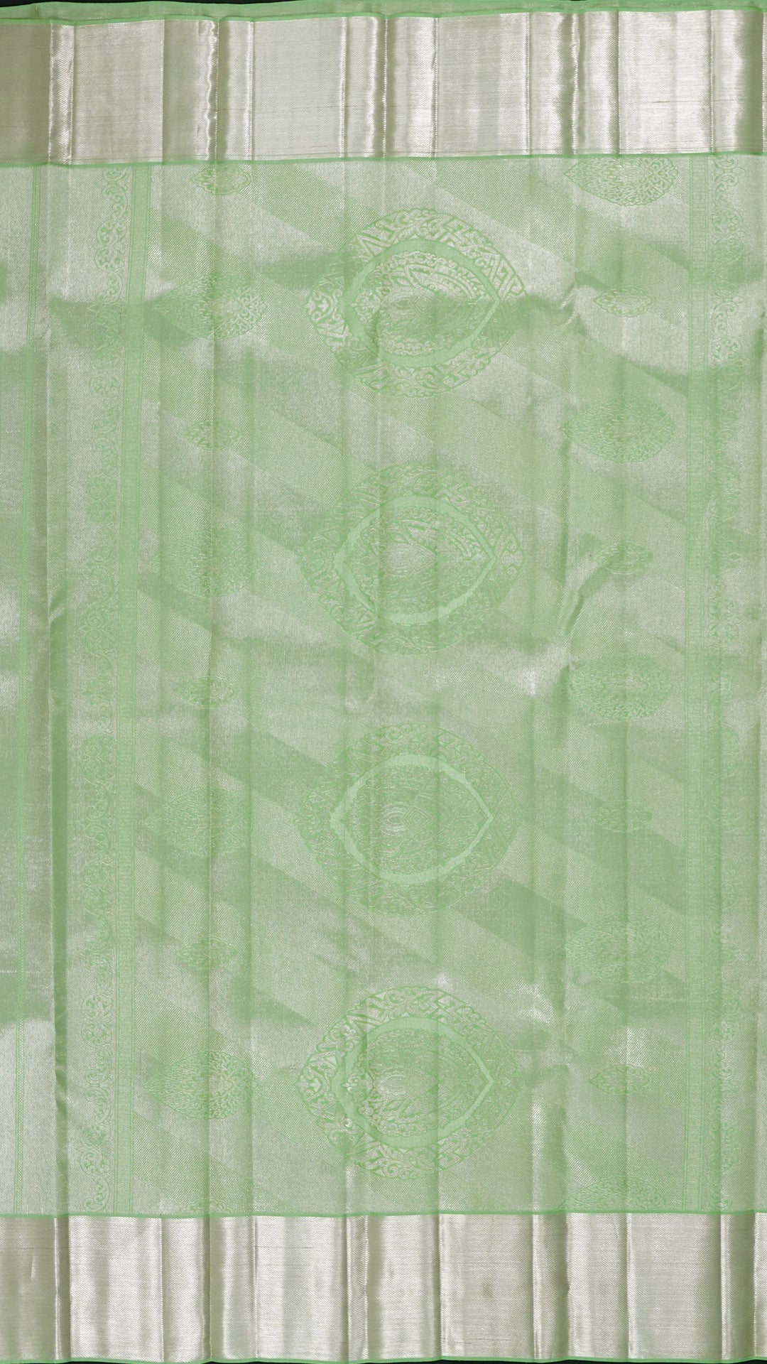Sea Green Kanchi Pattu Saree with Silver Butta Detailing