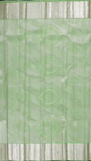 Sea Green Kanchi Pattu Saree with Silver Butta Detailing