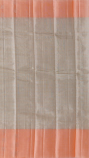 Kanchipuram Tissue Checks Saree – Peach Contrast Border Bridal Pattu
