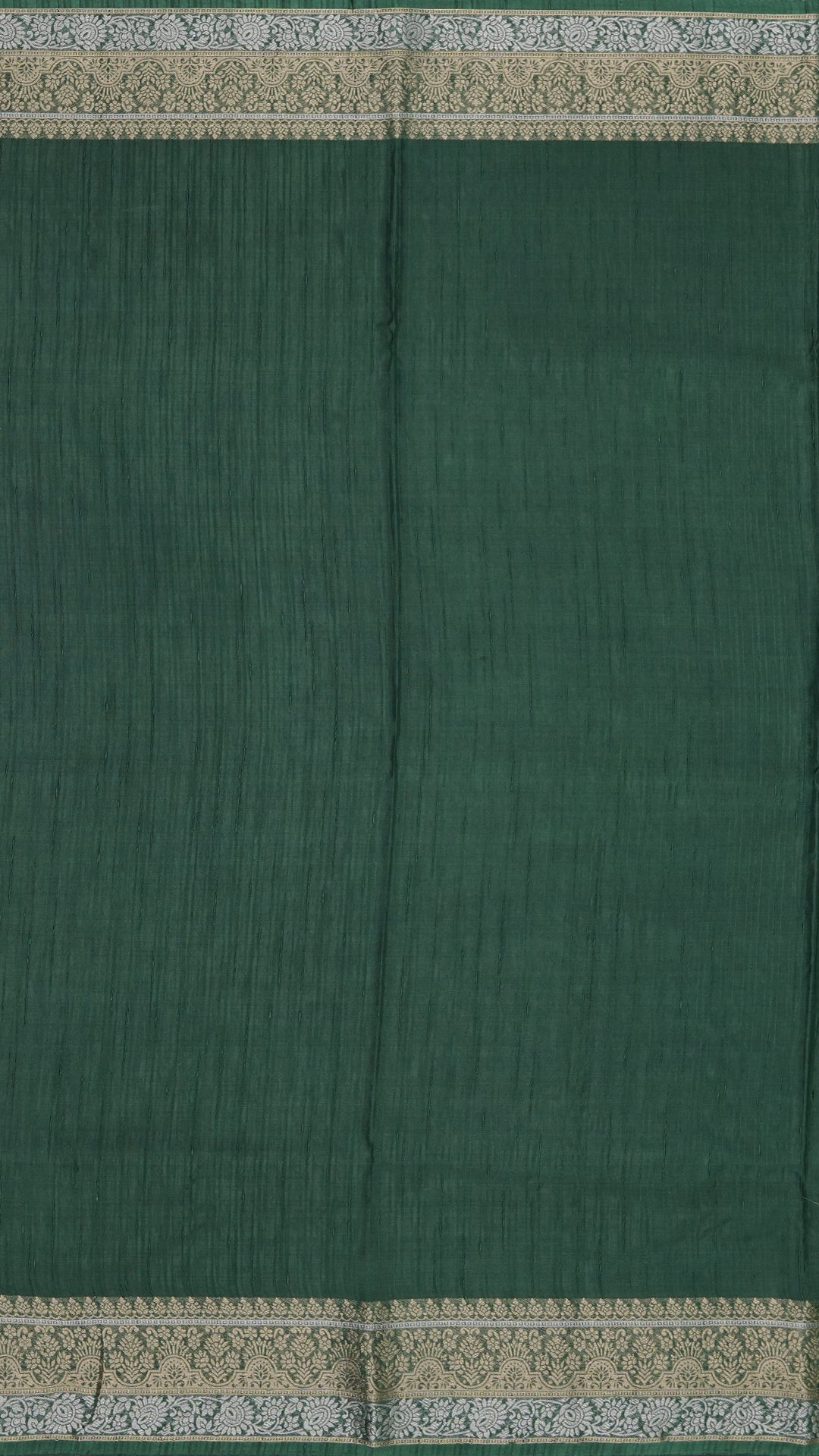 Pista Green Crepe Silk Saree – Bottle Green Contrast Border with Gold & Silver Zari | Vaarahi Silks