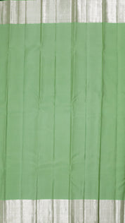 Sea Green Kanchi Pattu Saree with Silver Butta Detailing