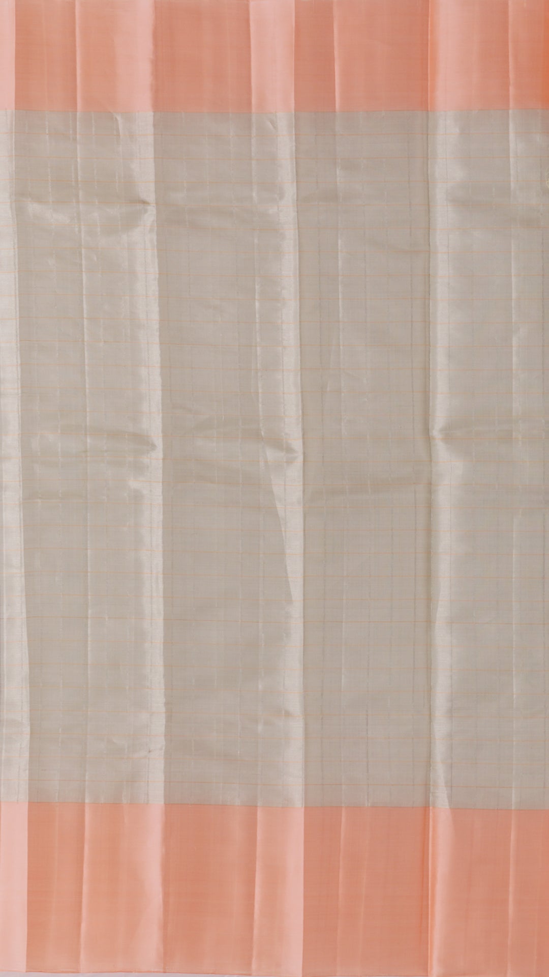 Kanchipuram Tissue Checks Saree – Peach Contrast Border Bridal Pattu