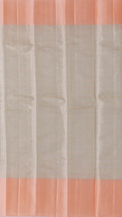 Kanchipuram Tissue Checks Saree – Peach Contrast Border Bridal Pattu