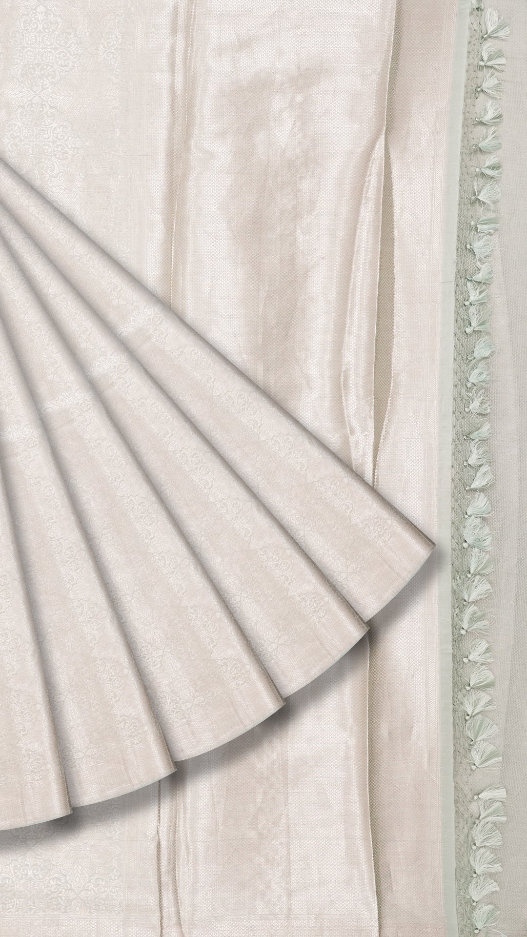 Powder Blue Banaras Silk Saree with Silver Zari Brocade Border