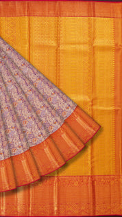 Purple and Pink Kanchipuram Silk Saree with Big Zari Contrast Border | Kanchi Pattu Collection
