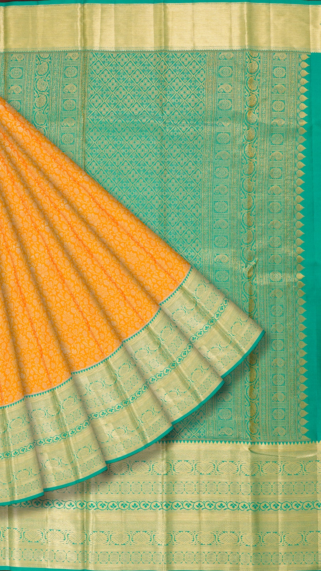 Orange Kanchipuram Saree with Silver Zari Work