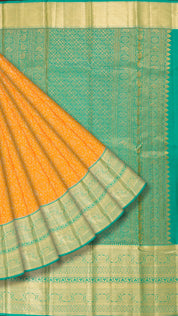 Orange Kanchipuram Saree with Silver Zari Work