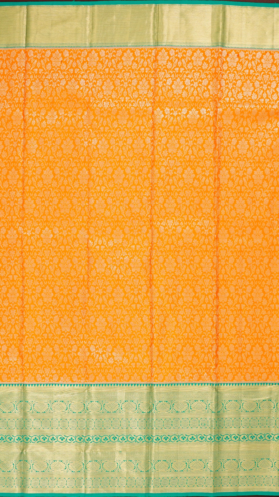 Orange Kanchipuram Saree with Silver Zari Work