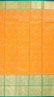 Orange Kanchipuram Saree with Silver Zari Work