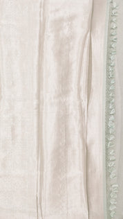 Powder Blue Banaras Silk Saree with Silver Zari Brocade Border