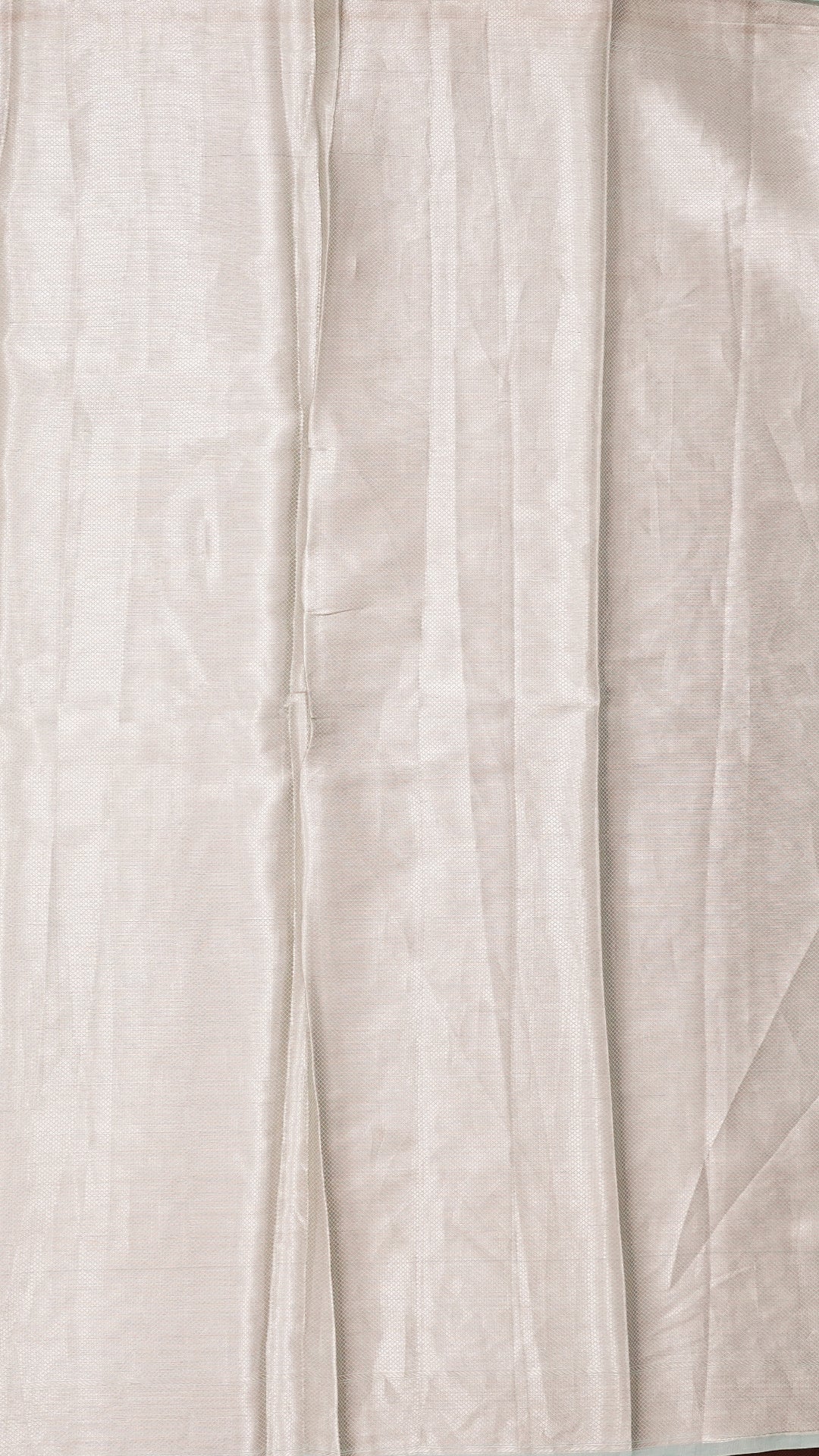 Powder Blue Banaras Silk Saree with Silver Zari Brocade Border