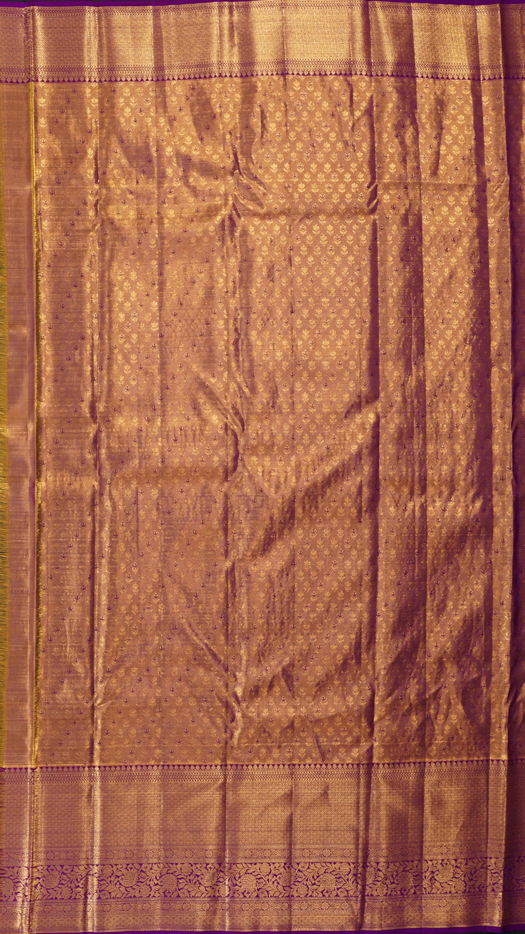 Peach Pink Silk Saree with Purple Brocade and Designer Zari