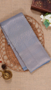 Minimal Grey Kanchi Pattu Saree with Elegant Plain kaddi Border