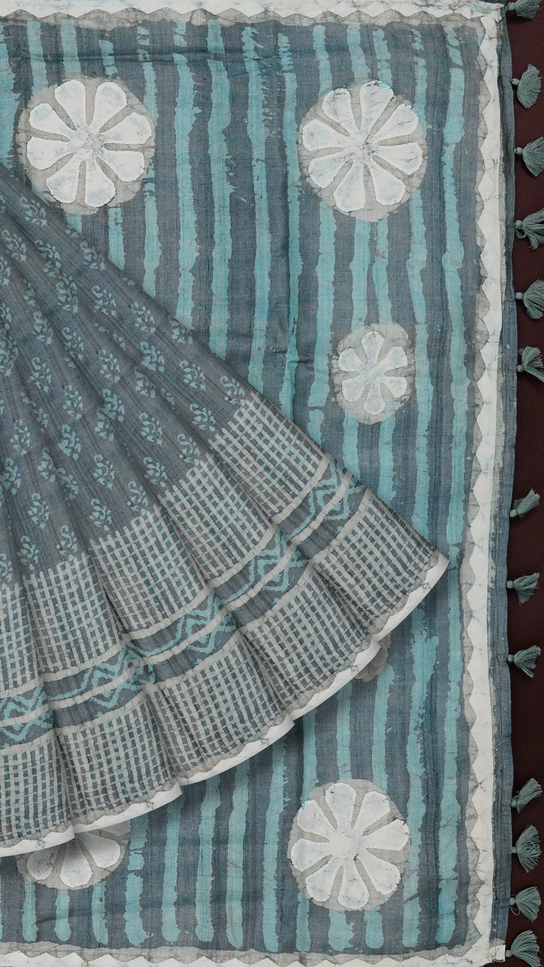 Dual Shade Tusser Saree with Abstract Prints