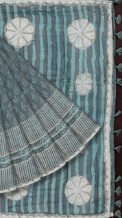 Dual Shade Tusser Saree with Abstract Prints