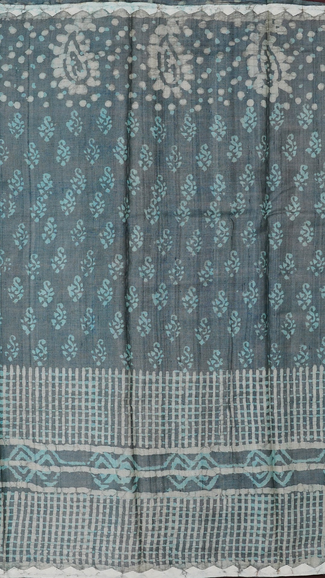 Dual Shade Tusser Saree with Abstract Prints