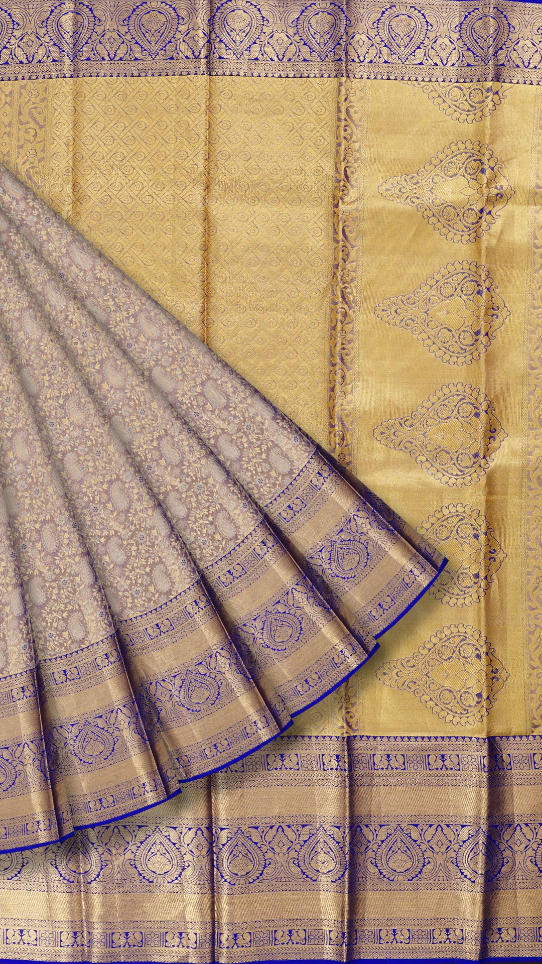 Blue Tissue Kanchipuram Saree with Self Zari Border