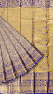 Blue Tissue Kanchipuram Saree with Self Zari Border